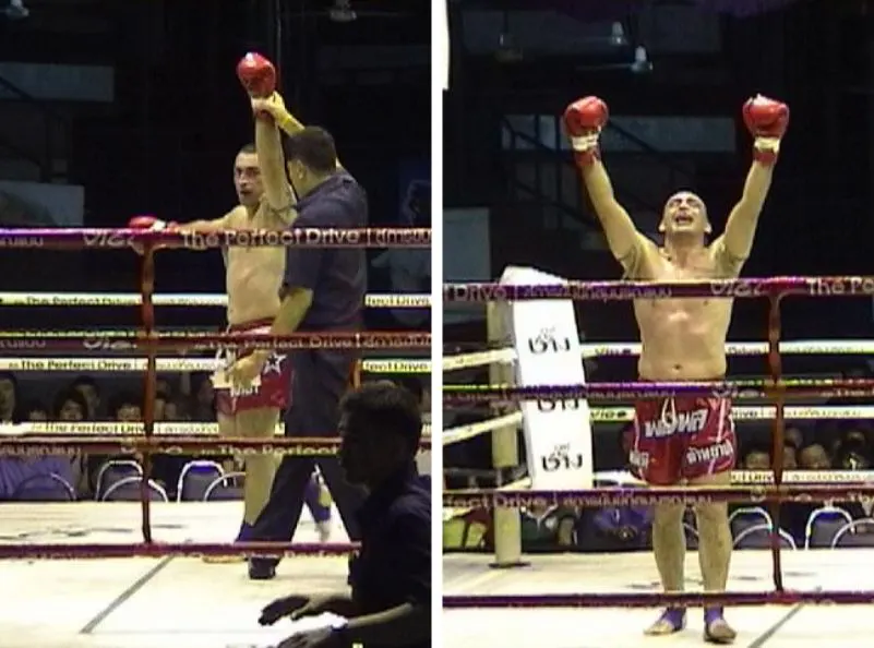 Christian Daghio fights and wins at Lumpinee stadium