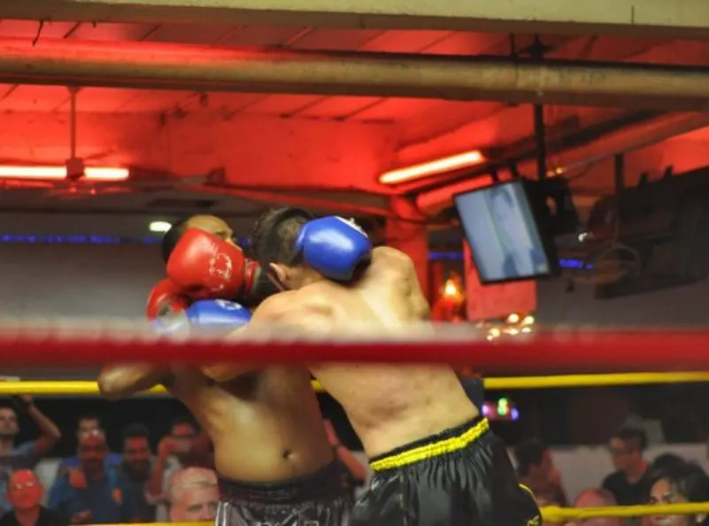 Clinch during a Muay Thai fight