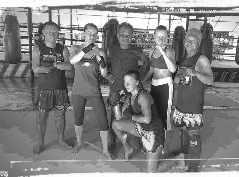 Group photo for Nina after a Muay Thai training