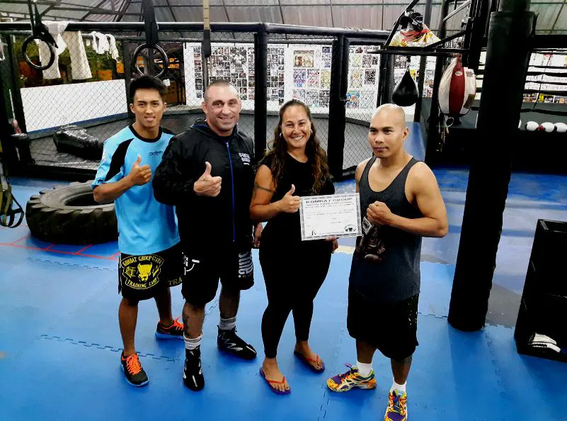 Limor receives her diploma from the trainers and Christian Daghio