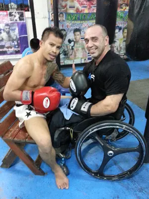 Ludovic Marchand with one of Kombat Group's trainers
