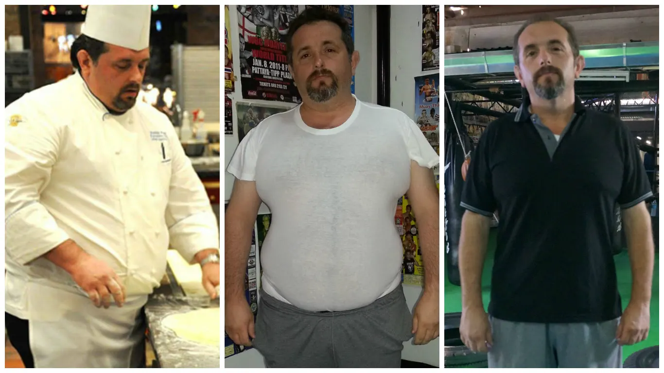 Paolo before and after photo following the Weight Loss course at Kombat Group